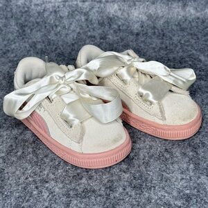 Puma Toddler Suede Heart Jewel Whisper‎ White-Peach Beige Sneakers- Sz 7C